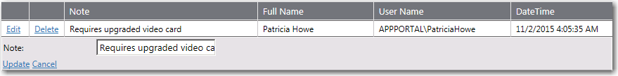 Editing a Note on the Notes Tab