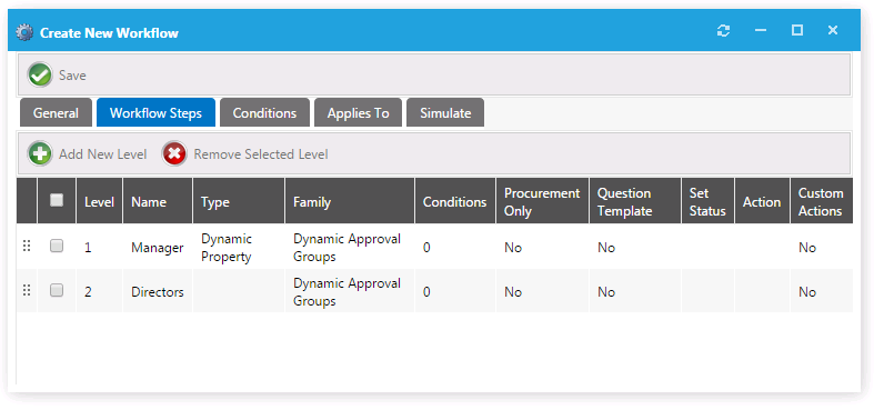 Workflow Steps Tab