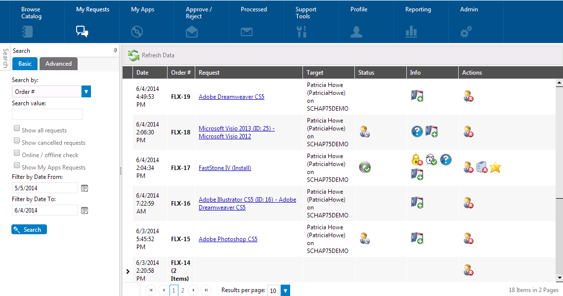My Requests Tab